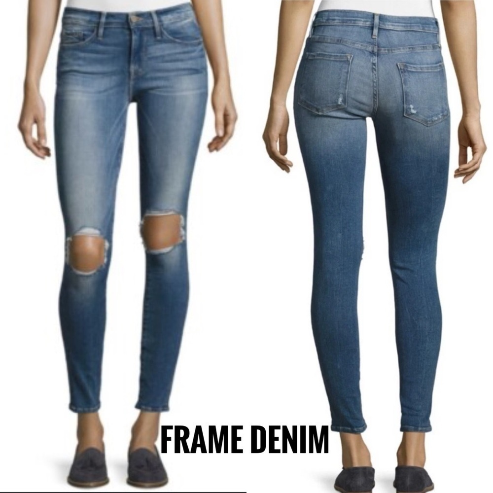Frame Denim Le Skinny de Jeanne Distressed Jeans size 29